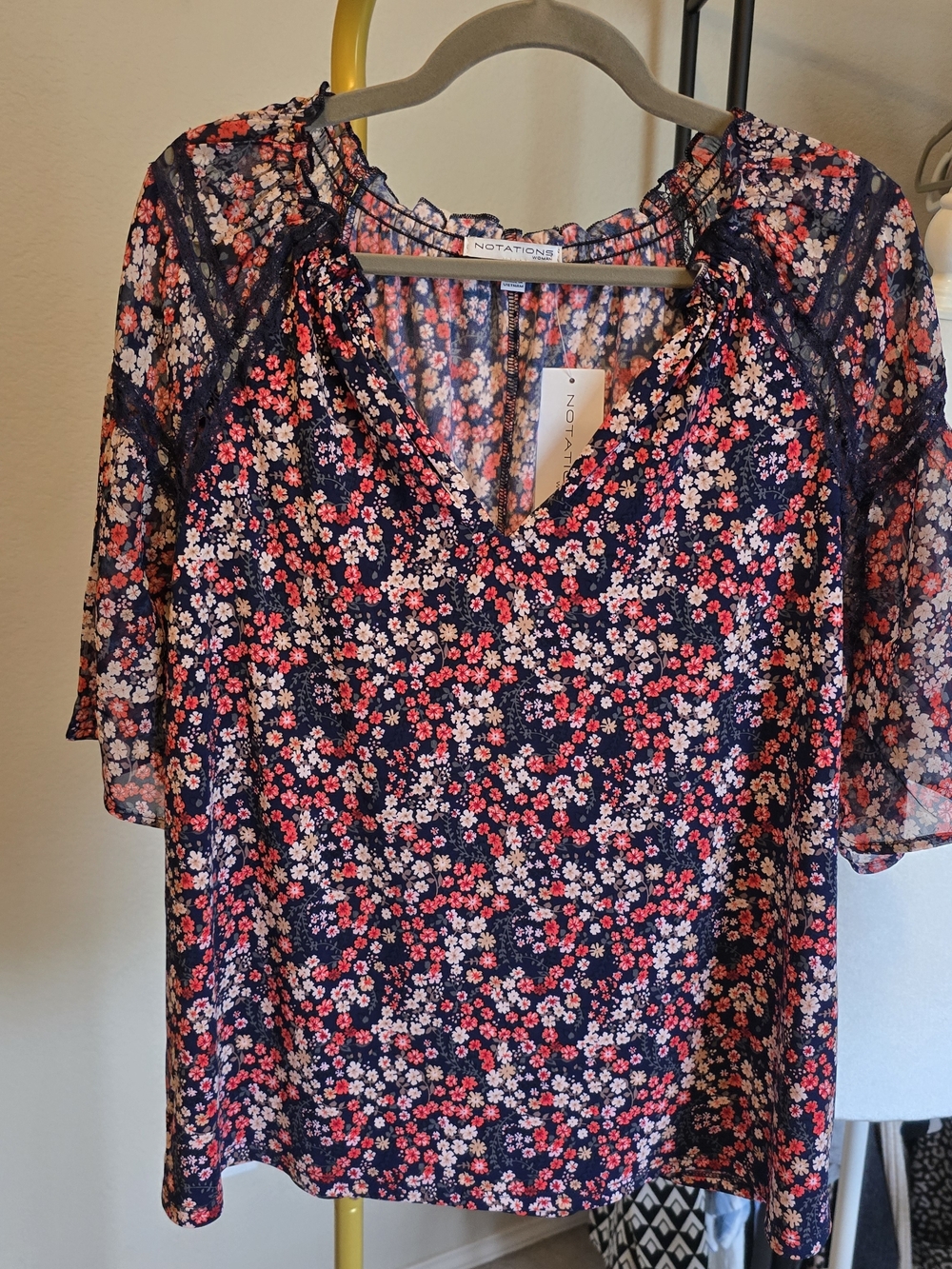 Notations Floral V-Neck Blouse